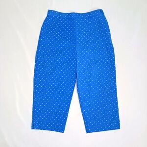 Tabi International Blue & White Polka Dot Capris.